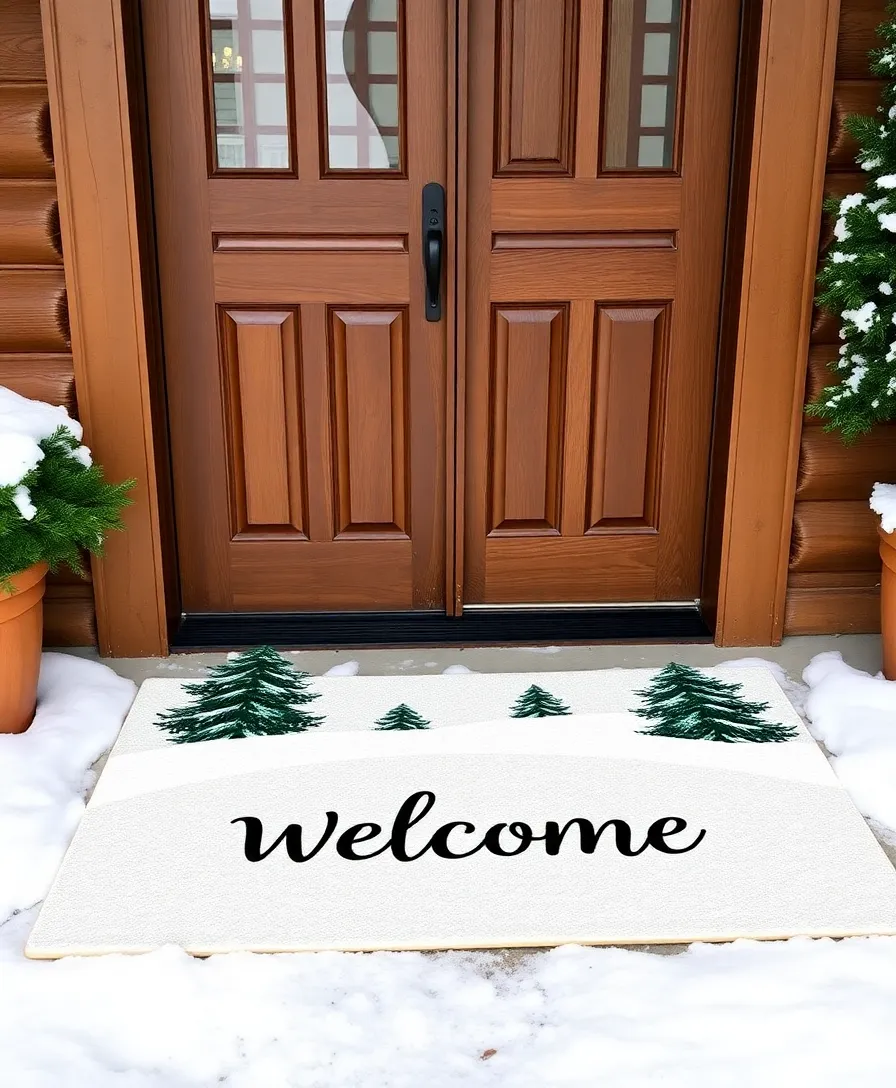 15 Festive Holiday Front Door Decor Ideas That Will Make Your Home Shine! - 9. Snowy Welcome Mat