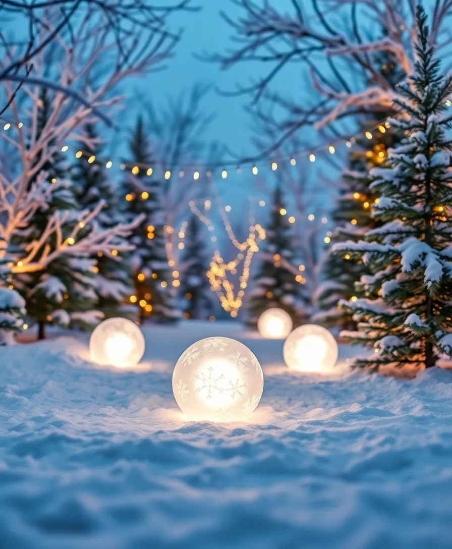 22 Magical Winter Garden Decor Ideas to Turn Your Outdoor Space into a Winter Wonderland! - 20. Glowing Snowy Orbs
