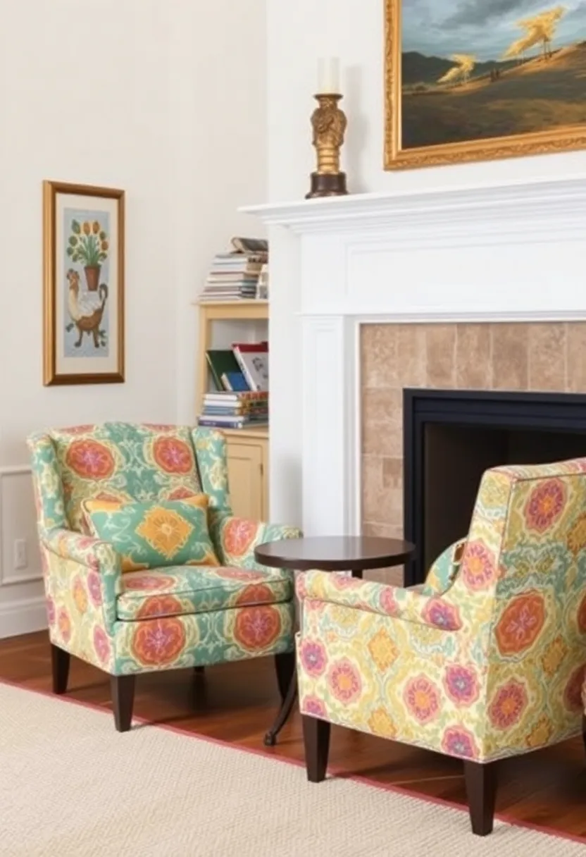 12 Colorful Fireplace Decor Ideas That Will Brighten Up Any Room! - 12. Cozy Colorful Seating
