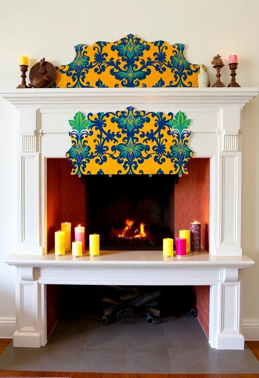 12 Colorful Fireplace Decor Ideas That Will Brighten Up Any Room! - 9. Colorful Fireplace Screens