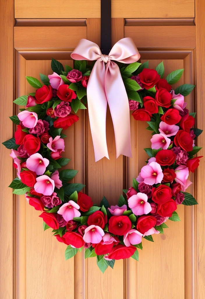 12 Gorgeous Valentine Wreath Ideas That'll Leave Everyone in Awe! - 1. Romantic Floral Heart Wreath