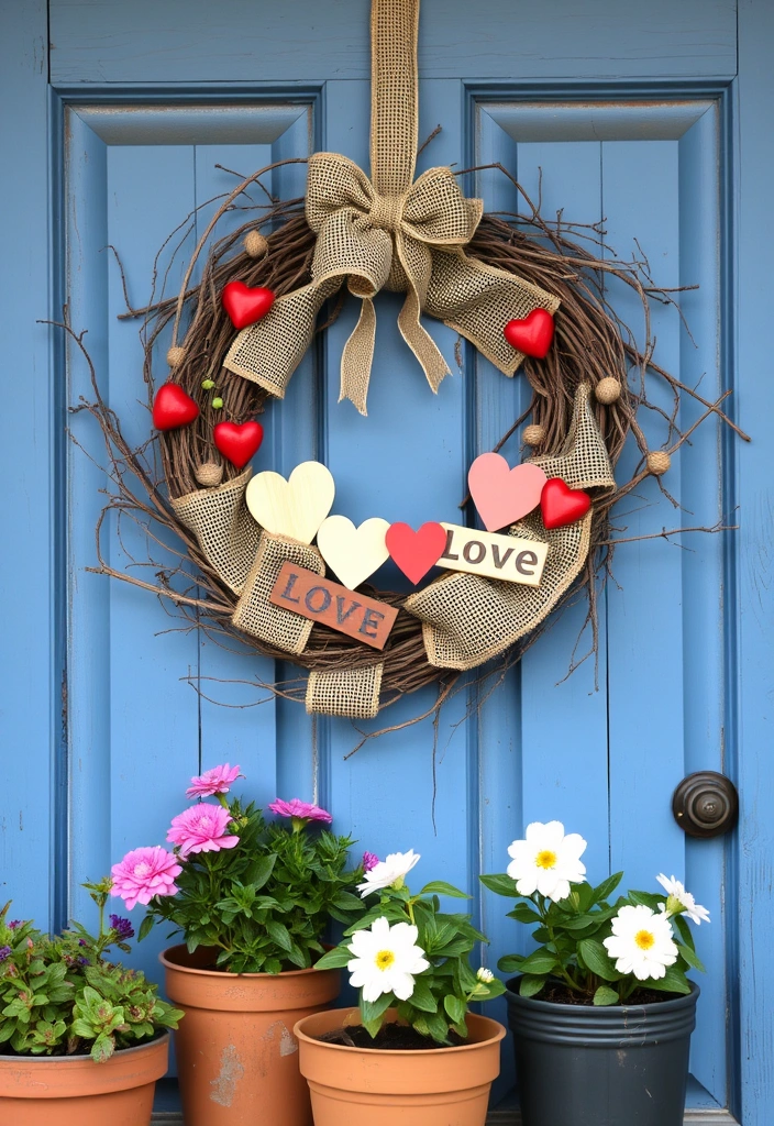 12 Gorgeous Valentine Wreath Ideas That'll Leave Everyone in Awe! - 2. Rustic Farmhouse Style Wreath