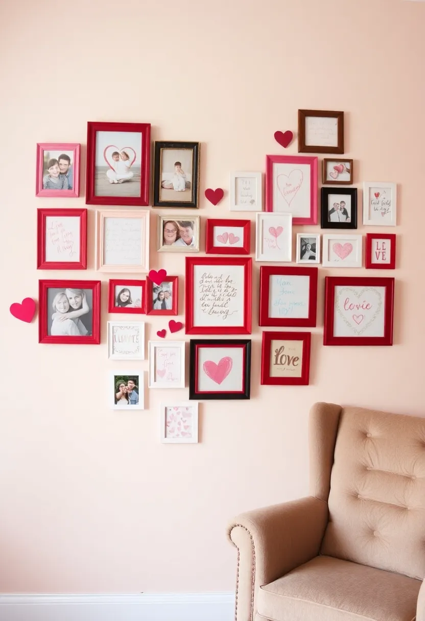 14 Heartfelt Valentine's Wall Decor Ideas That Will Make You Swoon! - 1. Heart-Shaped Gallery Wall