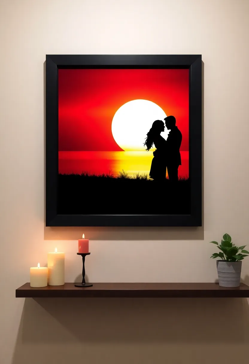 14 Heartfelt Valentine's Wall Decor Ideas That Will Make You Swoon! - 10. Romantic Silhouette Art