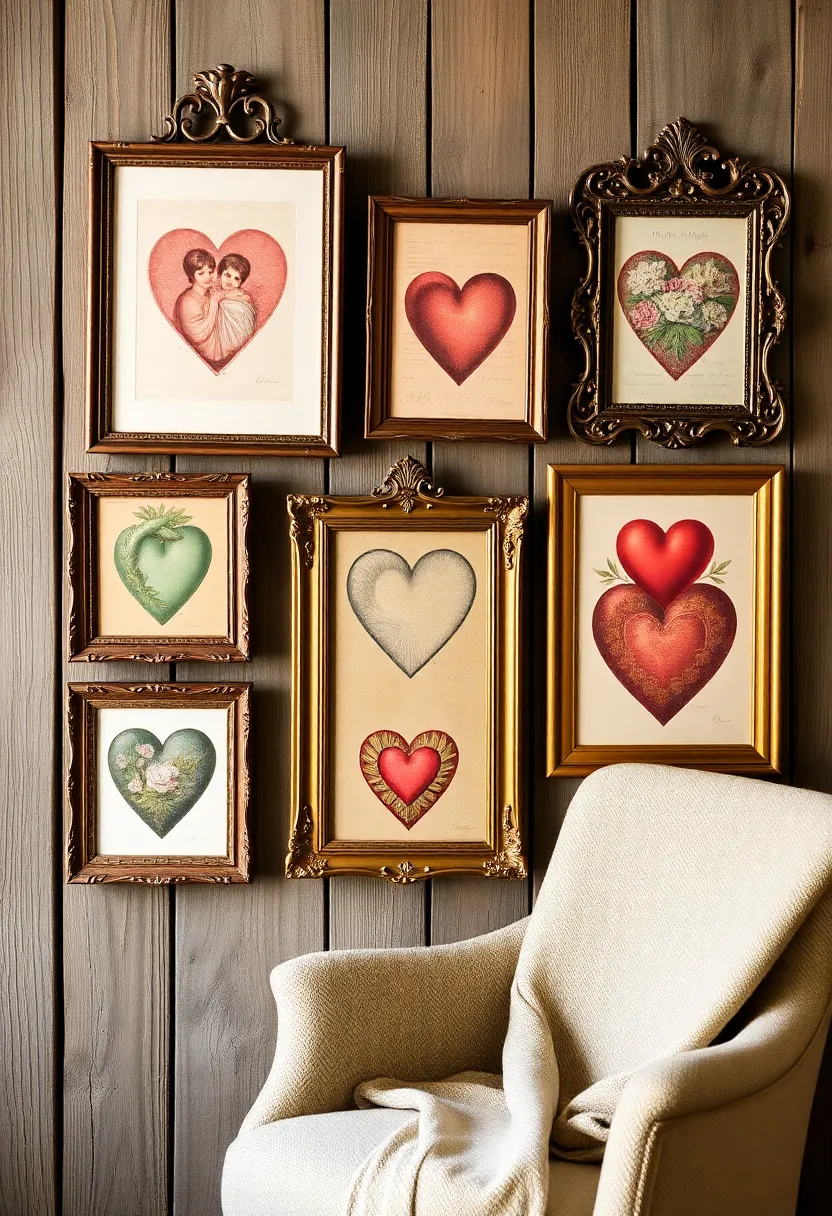 14 Heartfelt Valentine's Wall Decor Ideas That Will Make You Swoon! - 7. Vintage Heart Prints