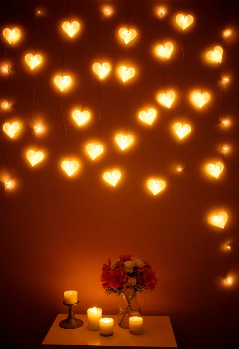 14 Heartfelt Valentine's Wall Decor Ideas That Will Make You Swoon! - 9. String Lights Heart Display
