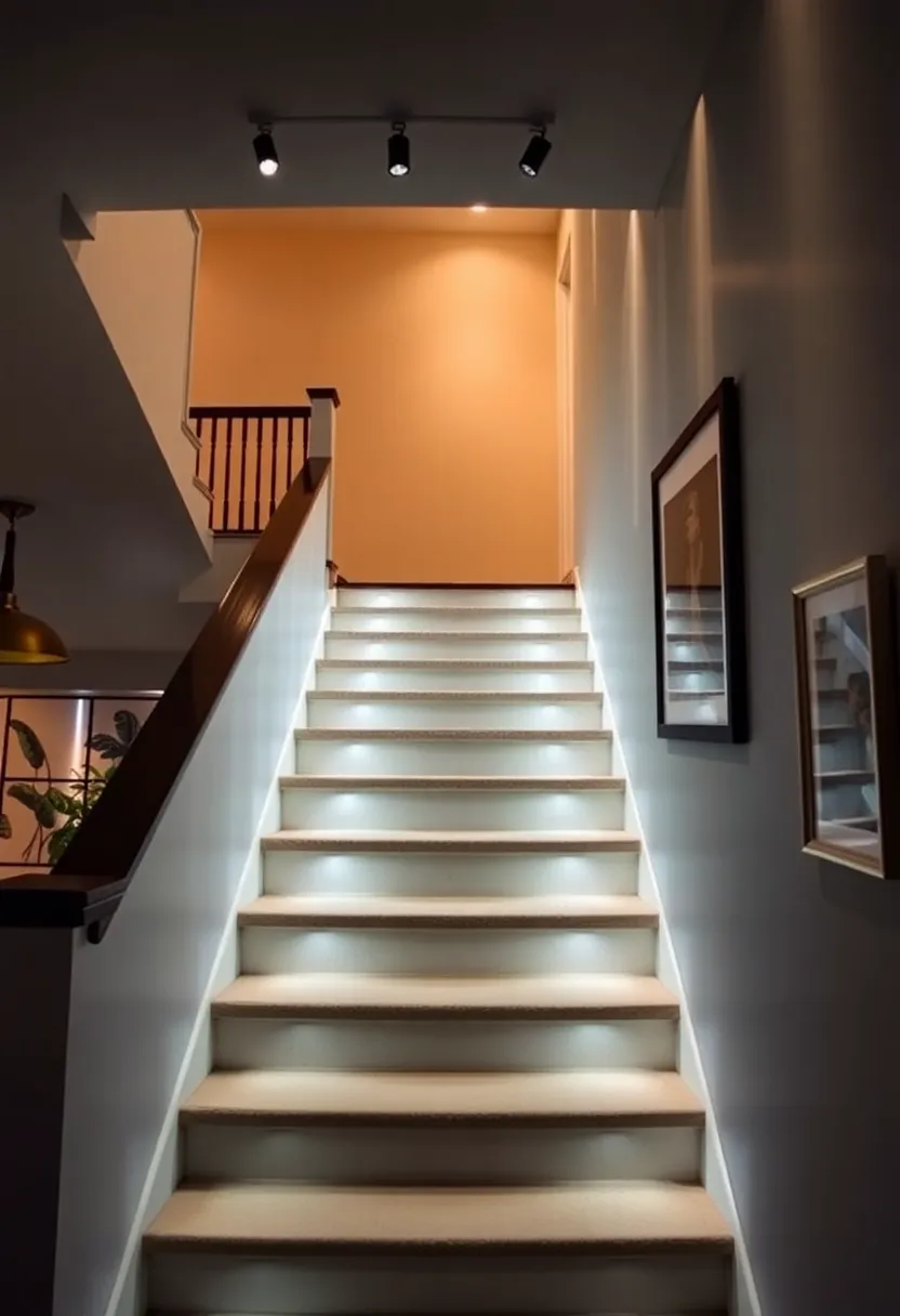 14 Magical Staircase Lighting Ideas That Will Illuminate Your Home (Don't Miss #7!) - 14. Customizable Track Lighting