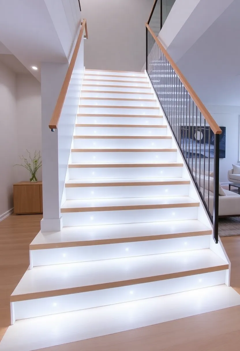 14 Magical Staircase Lighting Ideas That Will Illuminate Your Home (Don't Miss #7!) - 2. Modern LED Strip Lighting