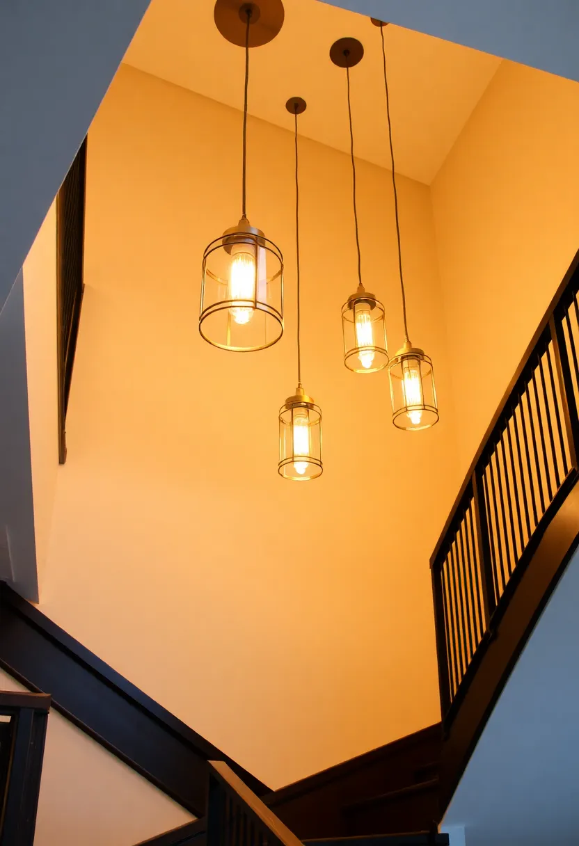 14 Magical Staircase Lighting Ideas That Will Illuminate Your Home (Don't Miss #7!) - 3. Chic Pendant Lights