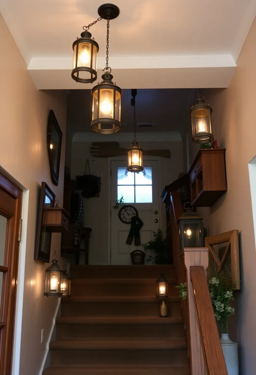 14 Magical Staircase Lighting Ideas That Will Illuminate Your Home (Don't Miss #7!) - 6. Vintage Lanterns