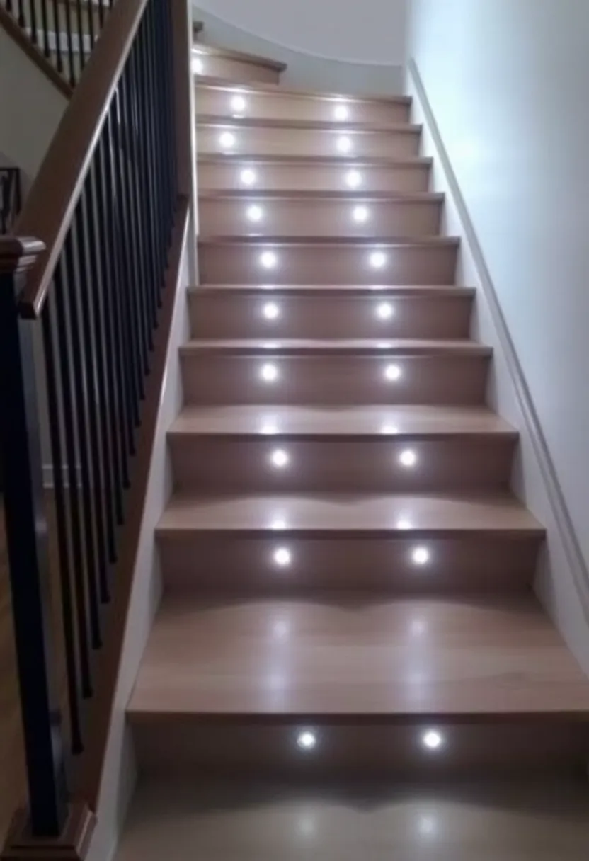 14 Magical Staircase Lighting Ideas That Will Illuminate Your Home (Don't Miss #7!) - 9. LED Step Lights for Safety