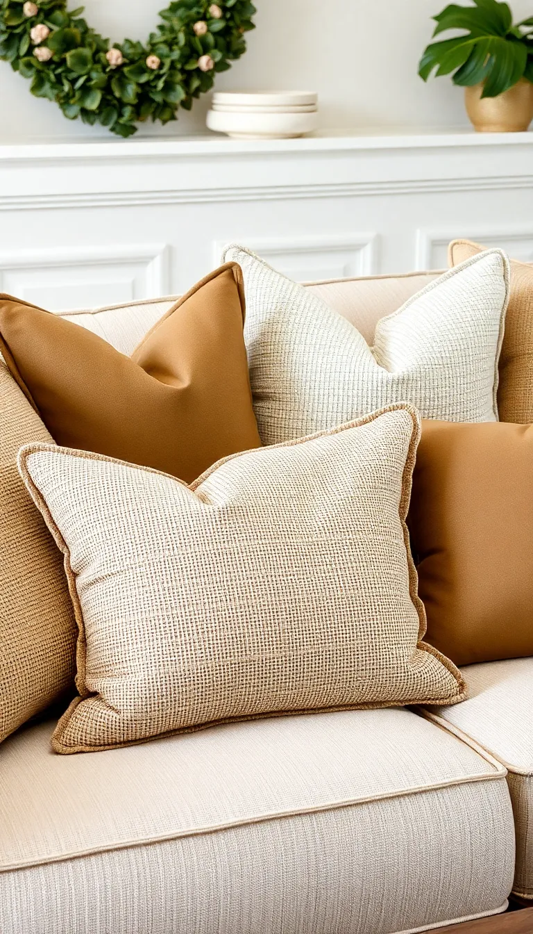 14 Rustic Home Decor Ideas to Create a Cozy Farmhouse Vibe (Love #4!) - 14. Textured Pillows