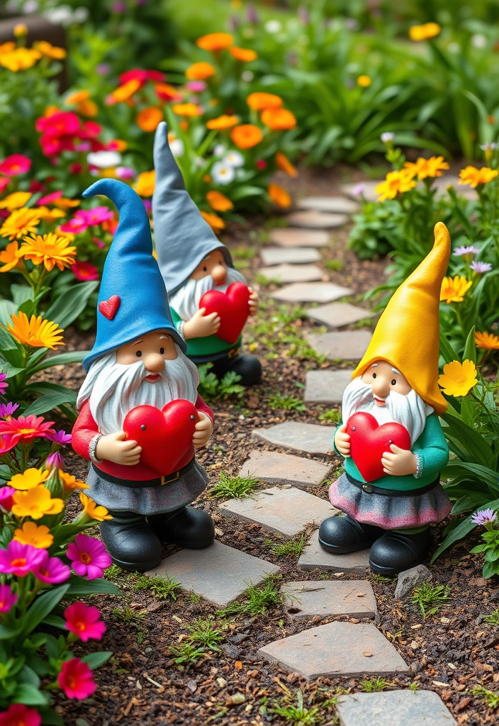 15 Romantic Valentine Garden Decor Ideas That Will Make Your Heart Bloom! - 11. Charming Garden Gnomes