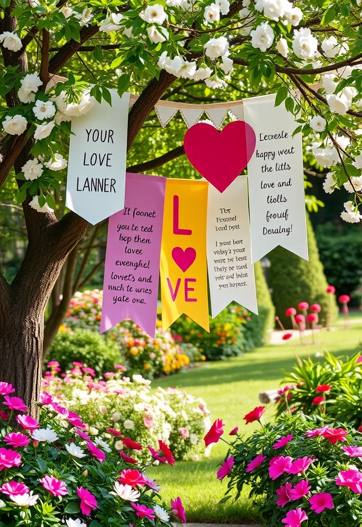 15 Romantic Valentine Garden Decor Ideas That Will Make Your Heart Bloom! - 14. DIY Love Banners
