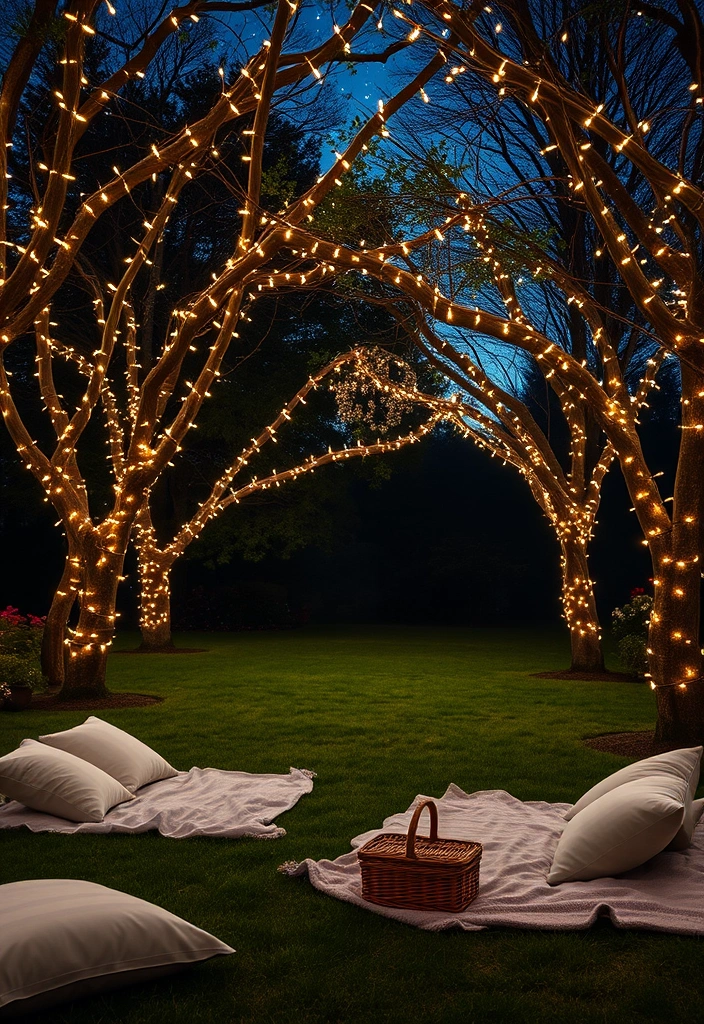 15 Romantic Valentine Garden Decor Ideas That Will Make Your Heart Bloom! - 2. Romantic Fairy Light Canopy