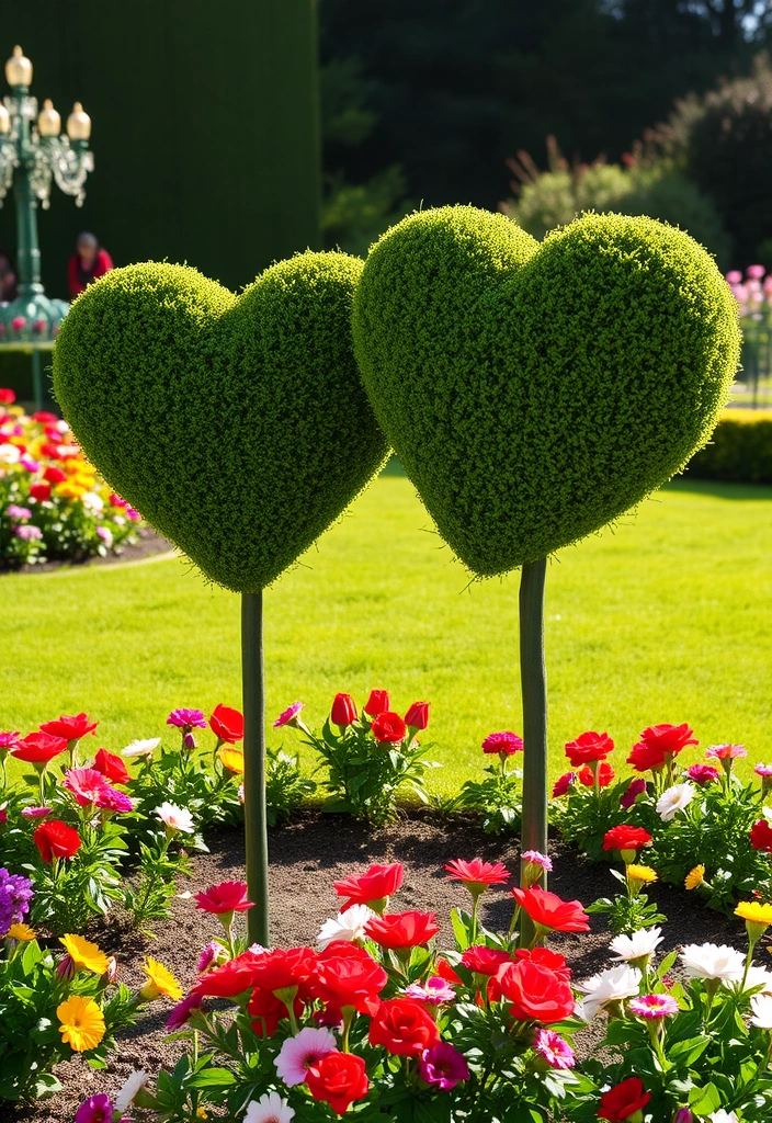 15 Romantic Valentine Garden Decor Ideas That Will Make Your Heart Bloom! - 7. Heart-Shaped Topiaries