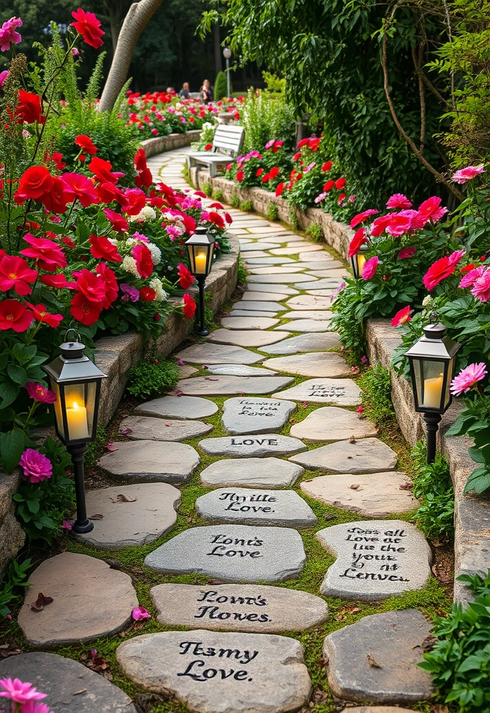 15 Romantic Valentine Garden Decor Ideas That Will Make Your Heart Bloom! - 8. Love Quote Stone Path