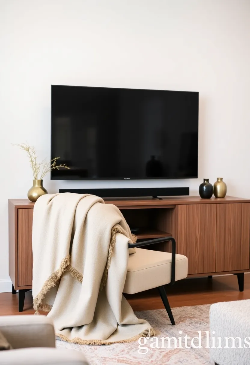 17 Tech-Inspired TV Stand Decor Ideas for the Ultimate Geek Chic (Check Out #9!) - 14. Elegant Textiles