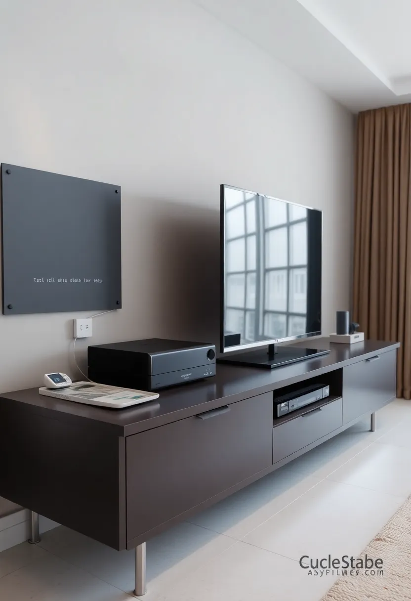 17 Tech-Inspired TV Stand Decor Ideas for the Ultimate Geek Chic (Check Out #9!) - 8. Stylish Cable Management