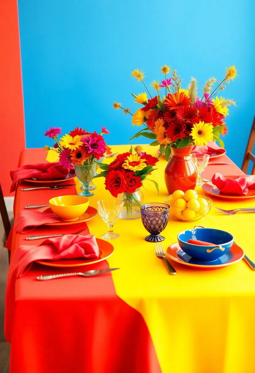 17 Themed Dining Room Table Decor Ideas That Will Make Every Meal Feel Special (Especially #4!) - 13. Bright and Bold Color Splash