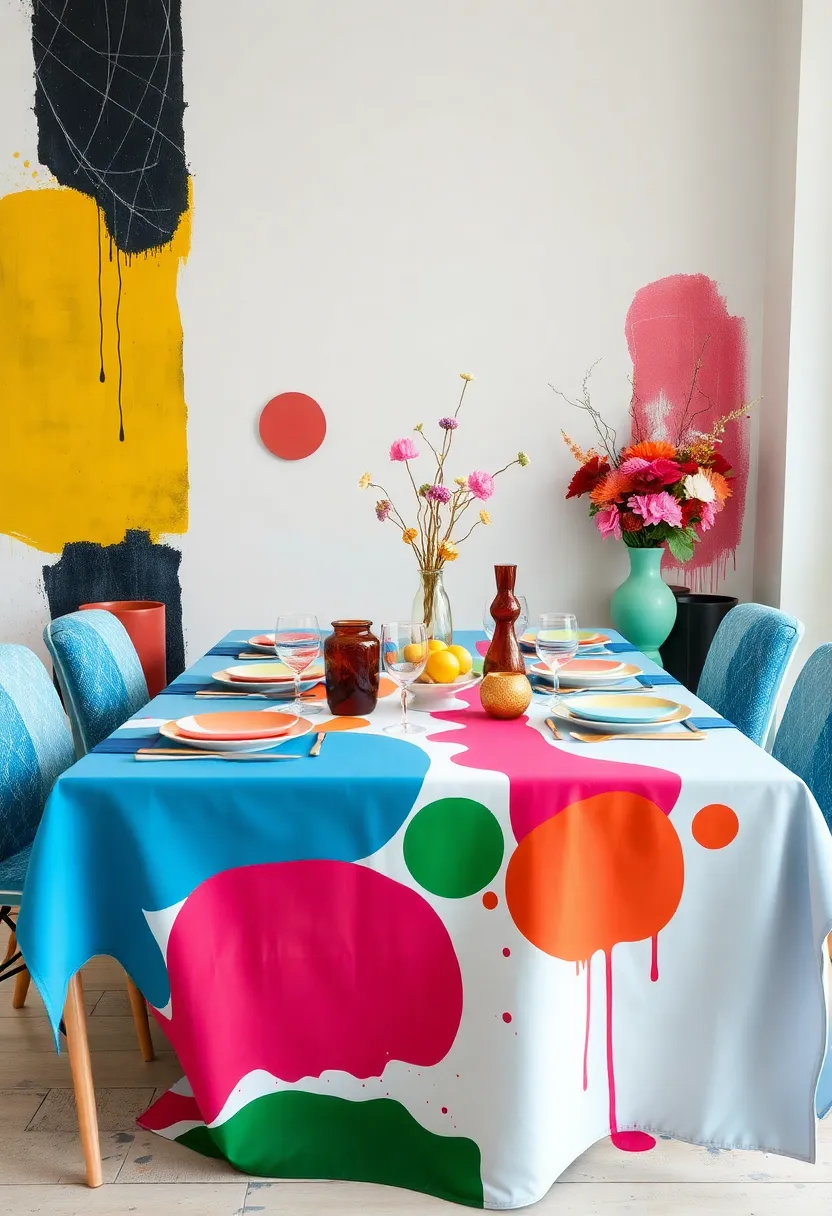 17 Themed Dining Room Table Decor Ideas That Will Make Every Meal Feel Special (Especially #4!) - 16. Artful Abstract