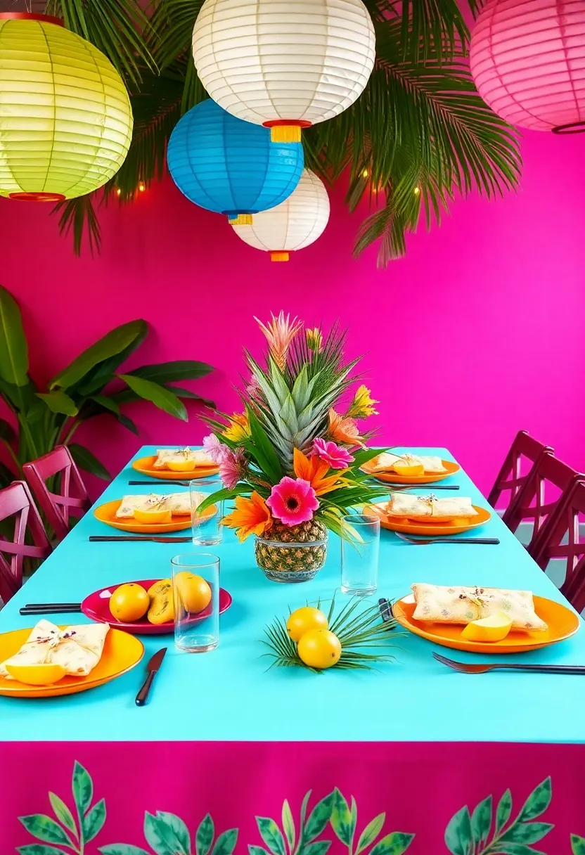17 Themed Dining Room Table Decor Ideas That Will Make Every Meal Feel Special (Especially #4!) - 3. Vibrant Tropical Fiesta