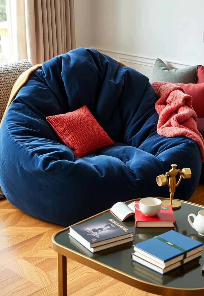 10 Cozy Bean Bag Chair Designs That Will Transform Your Living Room Into a Relaxation Paradise! - 1. Oversized Plush Bean Bag Chair