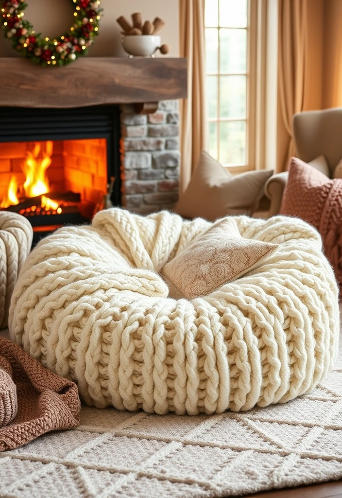 10 Cozy Bean Bag Chair Designs That Will Transform Your Living Room Into a Relaxation Paradise! - 10. Textured Knit Bean Bag Chair