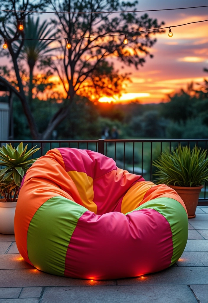 10 Cozy Bean Bag Chair Designs That Will Transform Your Living Room Into a Relaxation Paradise! - 7. Outdoor-Grade Bean Bag Chair