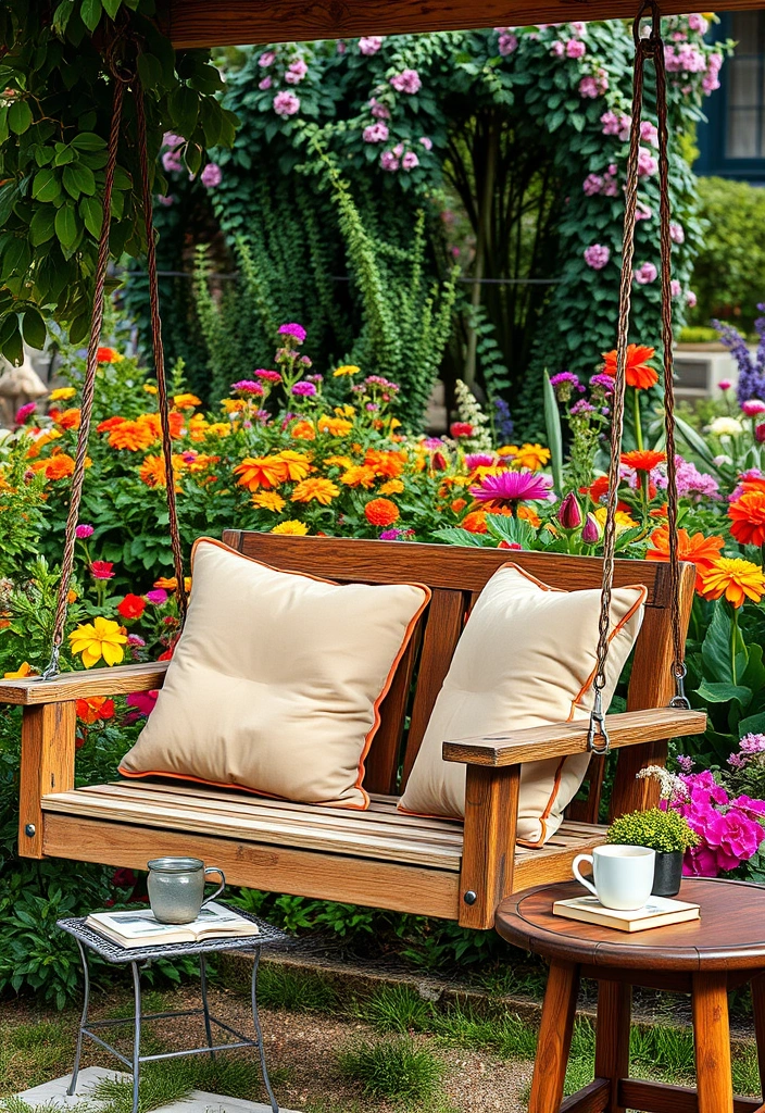 10 Garden Swing Chairs for Dads That'll Make Him Never Want to Leave the Yard! - 1. Rustic Wooden Swing Chair