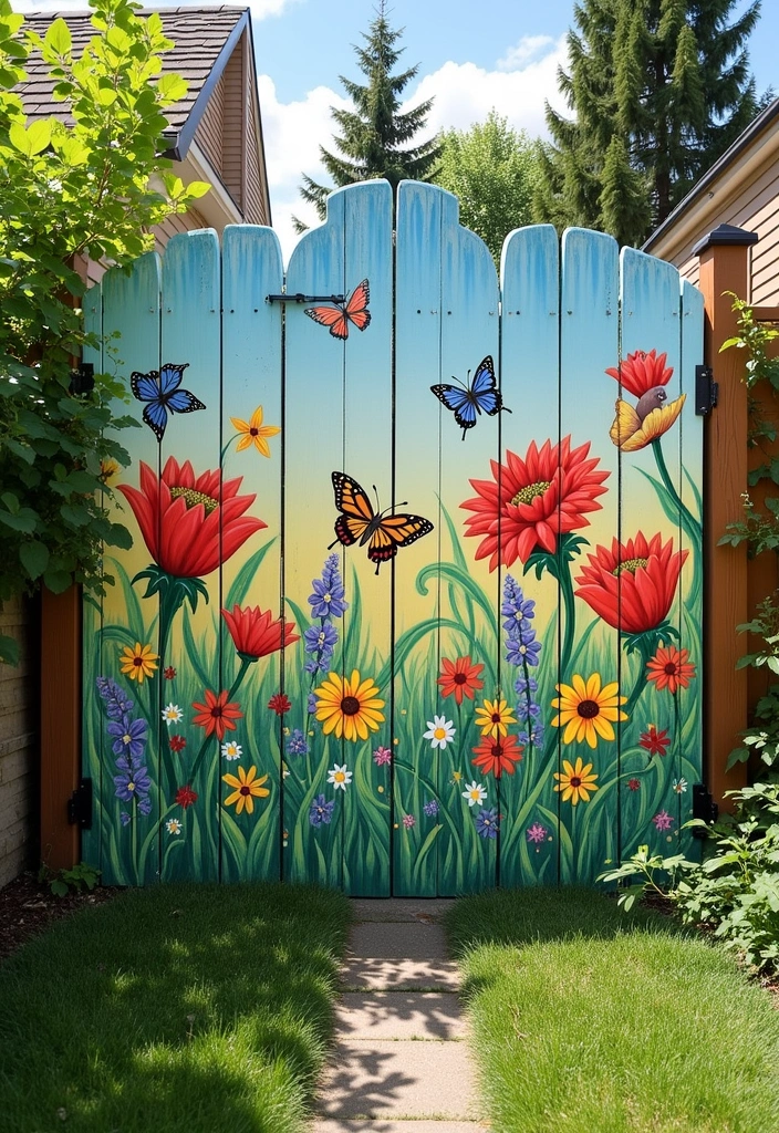 10 Upcycled Fence Decor Ideas That Will Impress Your Eco-Conscious Friends! - 9. Fence Mural