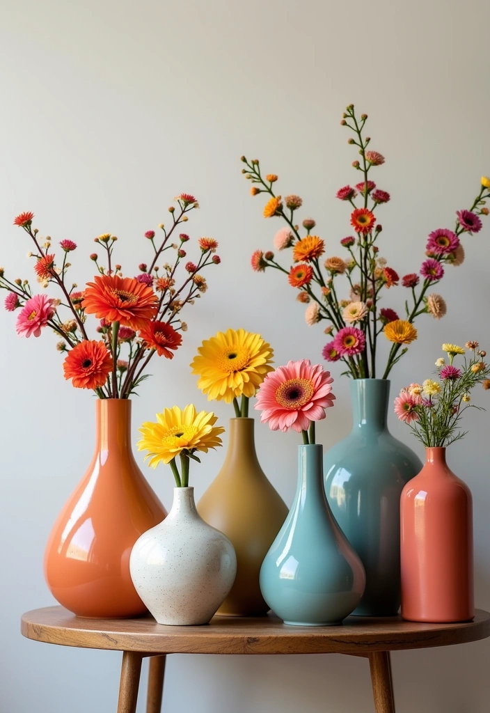 11 Affordable Flower Decor Ideas for Your Living Room (You'll Be Surprised by #3!) - 1. Mix and Match Vases