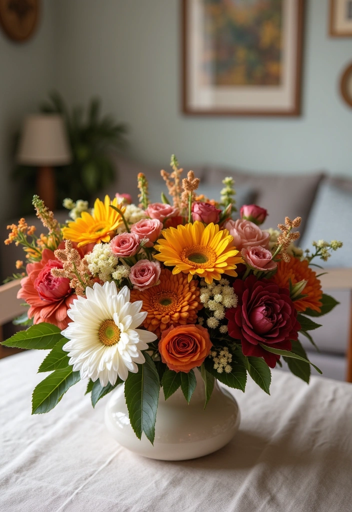 11 Affordable Flower Decor Ideas for Your Living Room (You'll Be Surprised by #3!) - 4. Seasonal Centerpieces