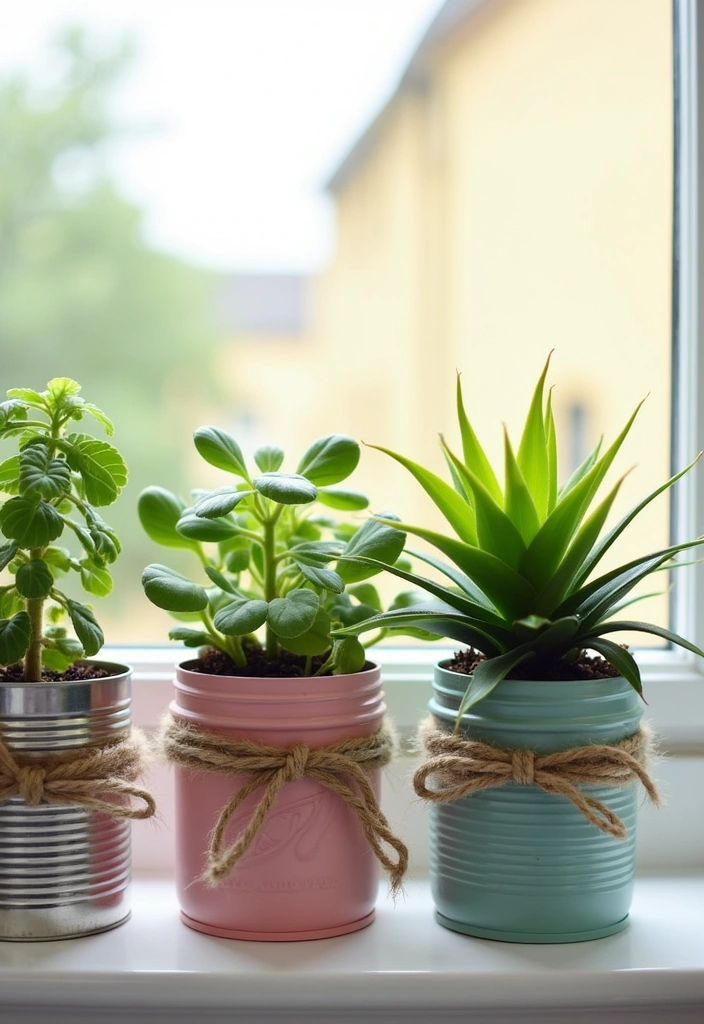 11 Affordable Flower Decor Ideas for Your Living Room (You'll Be Surprised by #3!) - 7. Upcycled Flower Pots