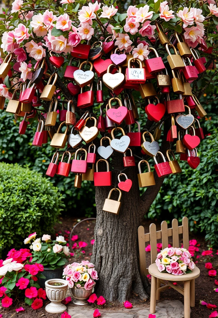 11 Outdoor DIY Valentine’s Day Decor Ideas to Make Your Garden Shine! - 11. Love Locks Tree