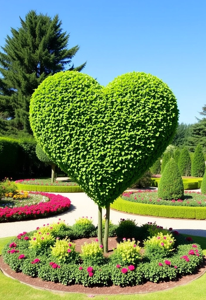 11 Outdoor DIY Valentine’s Day Decor Ideas to Make Your Garden Shine! - 4. Heart-Shaped Topiary