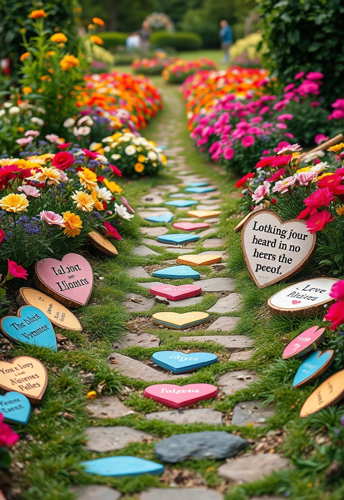 11 Outdoor DIY Valentine’s Day Decor Ideas to Make Your Garden Shine! - 8. Heart Pathway Markers