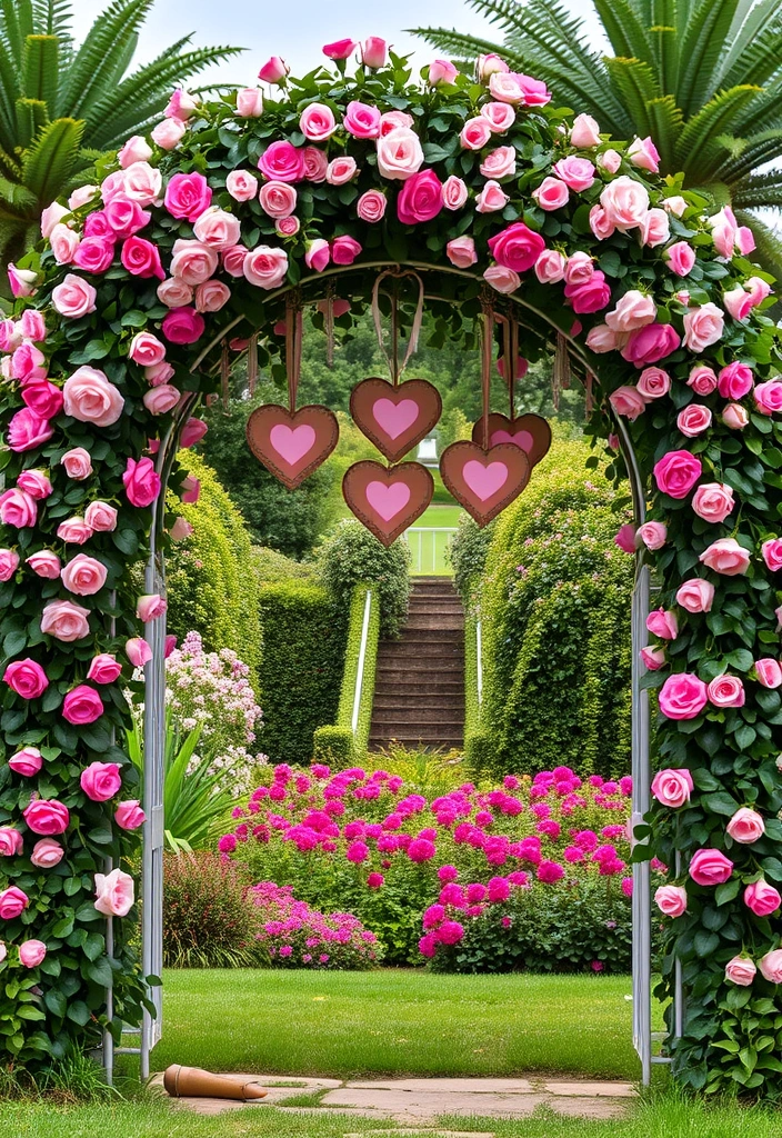 11 Outdoor DIY Valentine’s Day Decor Ideas to Make Your Garden Shine! - 9. Floral Love Arches
