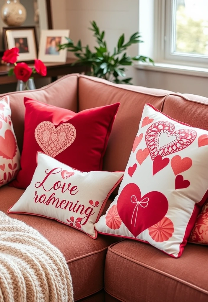 12 Creative Valentine's Day Decor Ideas That Will Make Your Home Pop! - 11. Themed Throw Pillows