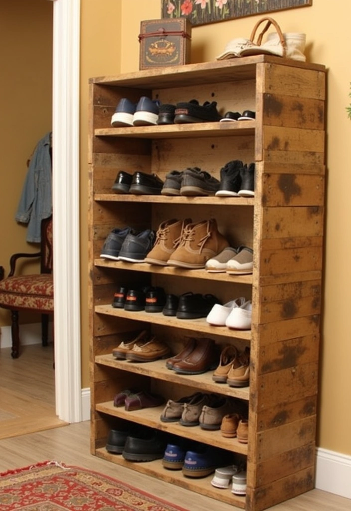 12 Stunning Shoe Rack Ideas That Will Transform Your Entryway (You Won't Believe #5!) - 3. Rustic Pallet Shoe Rack