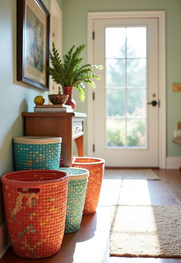 12 Stunning Shoe Rack Ideas That Will Transform Your Entryway (You Won't Believe #5!) - 5. Colorful Shoe Baskets