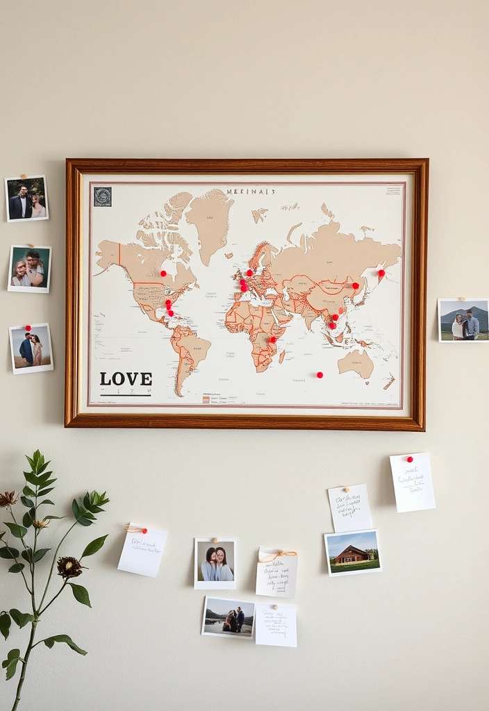 13 Romantic Wall Art Ideas to Spice Up Your Home on a Budget! 💖 - 5. DIY Love Map