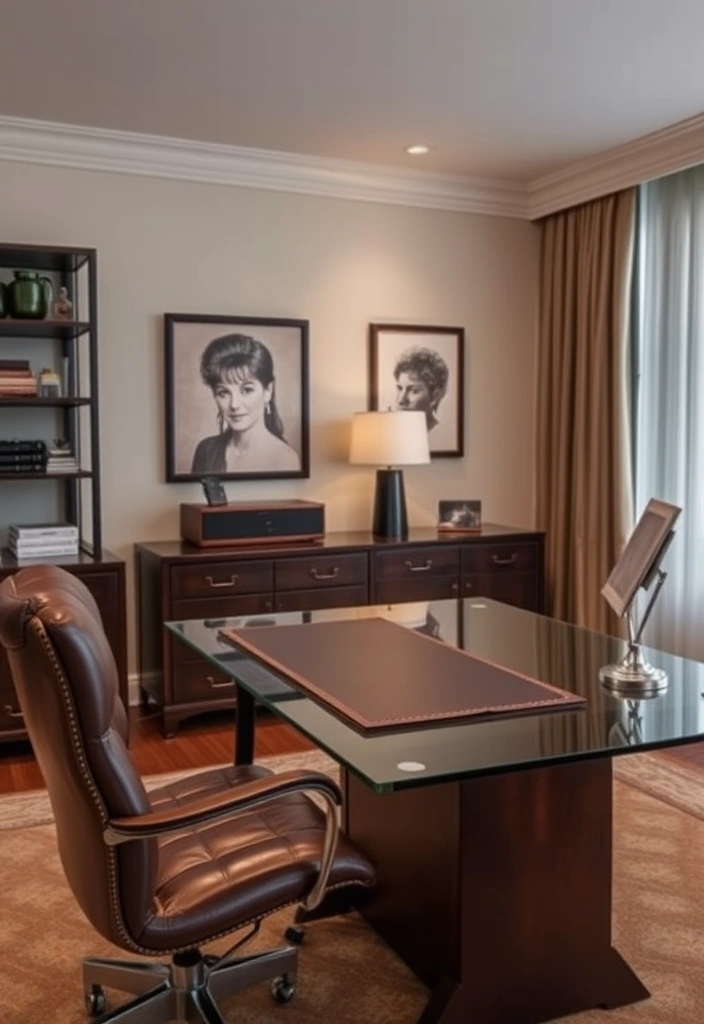 14 Gorgeous Glass Desk Ideas to Skyrocket Your Home Office Style (You'll Want #2!) - 11. Luxurious Leather