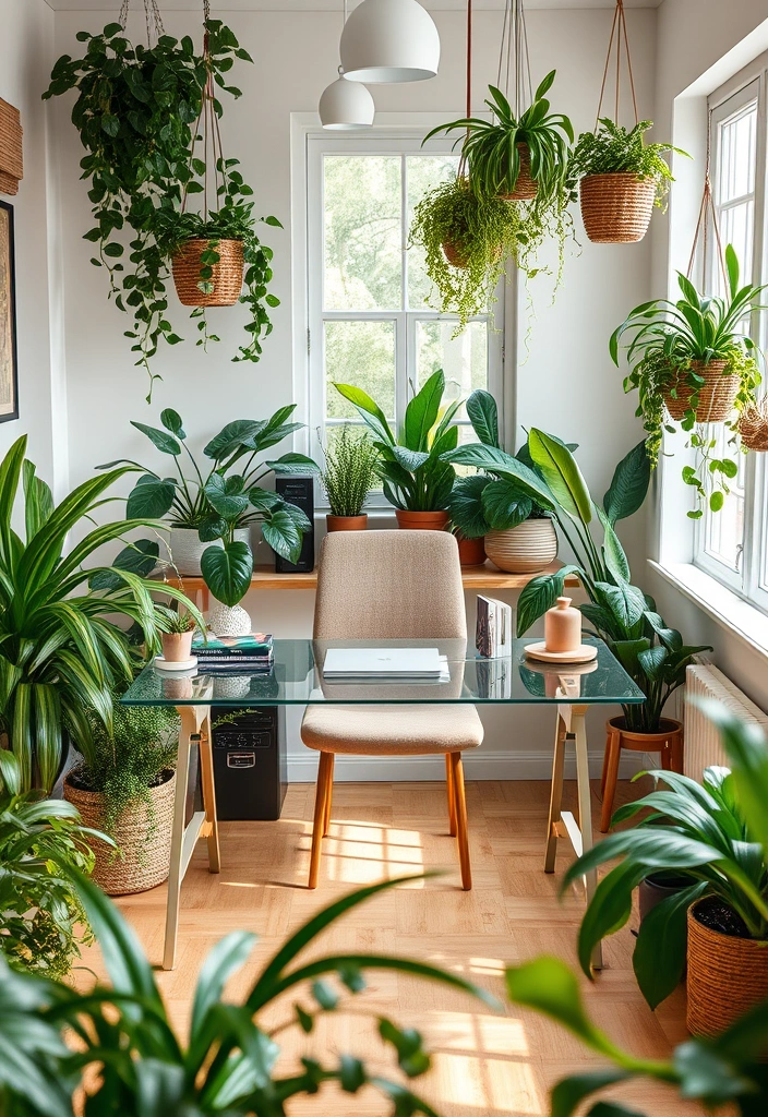 14 Gorgeous Glass Desk Ideas to Skyrocket Your Home Office Style (You'll Want #2!) - 12. Nature-Inspired