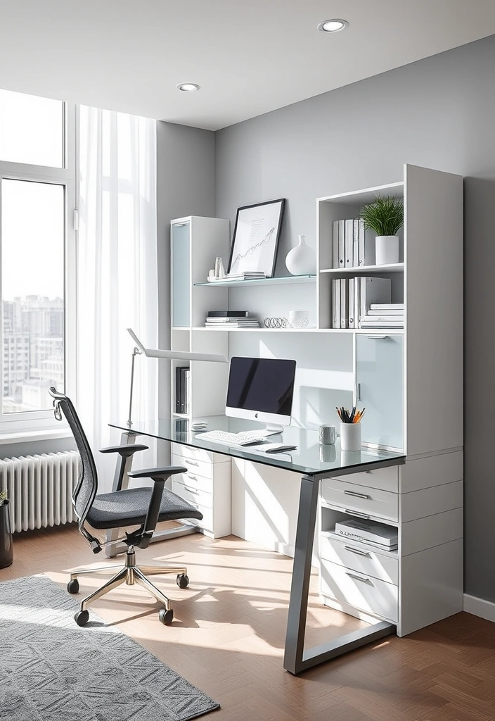 14 Gorgeous Glass Desk Ideas to Skyrocket Your Home Office Style (You'll Want #2!) - 13. Multi-functional Masterpiece