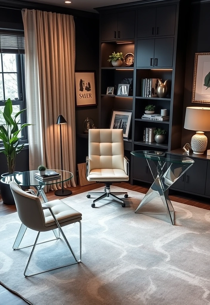 14 Gorgeous Glass Desk Ideas to Skyrocket Your Home Office Style (You'll Want #2!) - 14. The Statement Piece