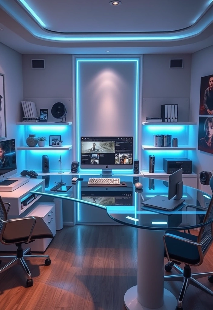 14 Gorgeous Glass Desk Ideas to Skyrocket Your Home Office Style (You'll Want #2!) - 6. Futuristic Flair