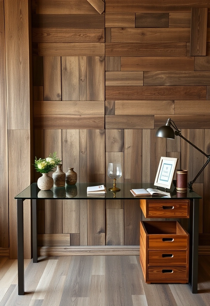 14 Gorgeous Glass Desk Ideas to Skyrocket Your Home Office Style (You'll Want #2!) - 7. Rustic Charm