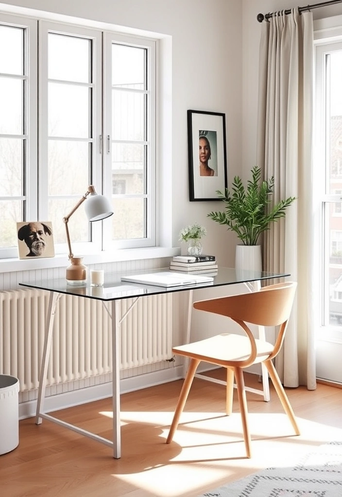 14 Gorgeous Glass Desk Ideas to Skyrocket Your Home Office Style (You'll Want #2!) - 9. Scandinavian Simplicity