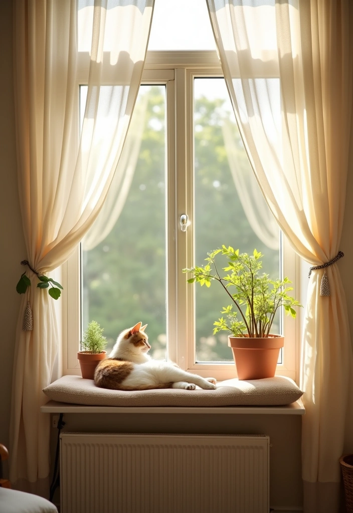15 Pet Home Decor Ideas That’ll Make Your Living Room Purr-fectly Cozy! - 4. Pet-Friendly Window Perch